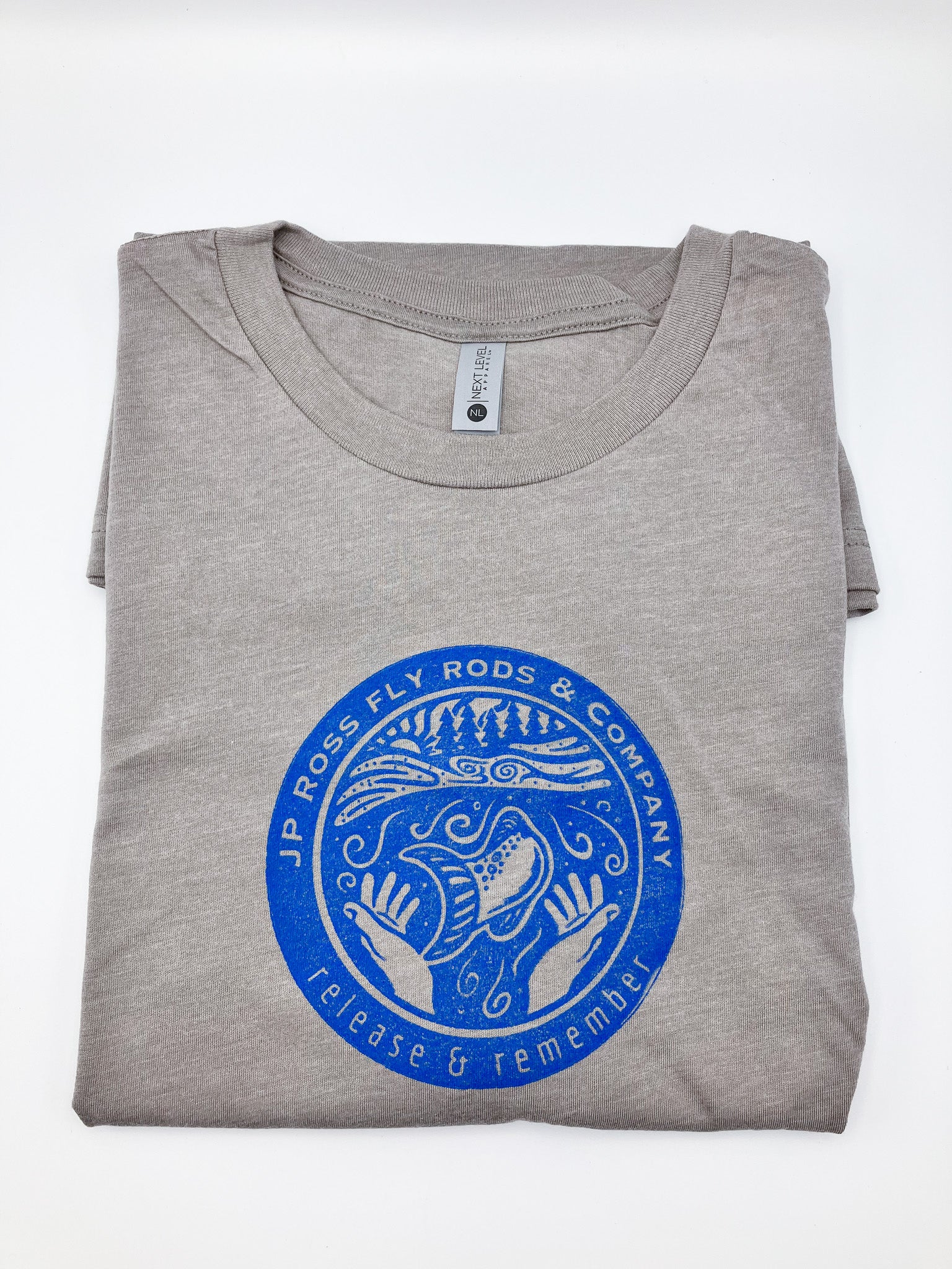 Hand Stamped Tee Shirts: Gray, NOW WITH BLUE INK